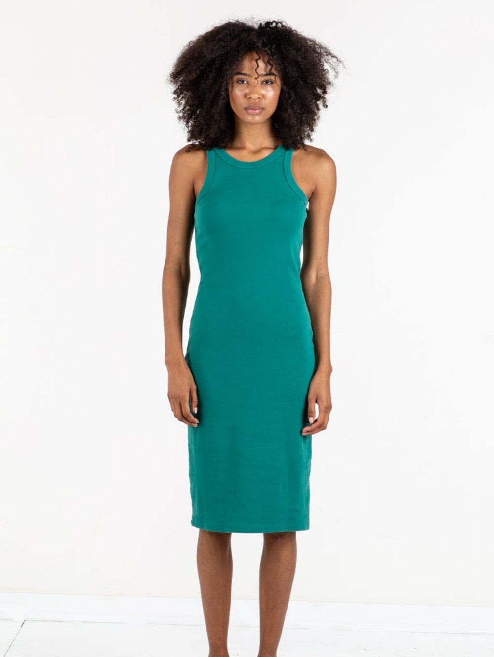 MOTHER Denim The Chin Ups Midi Dress - Cadmium Green